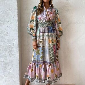 Vici Multicolor Patchwork Maxi Dress